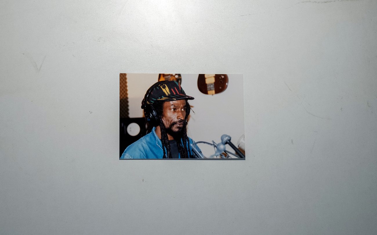 headphones on, recording session, 1990s