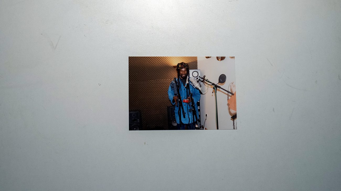 in the vocal booth, 1990s
