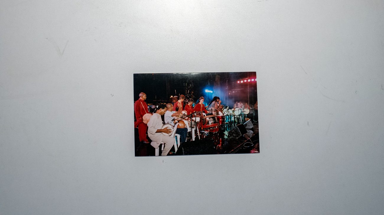 on stage with the percussion ensemble, 1990s